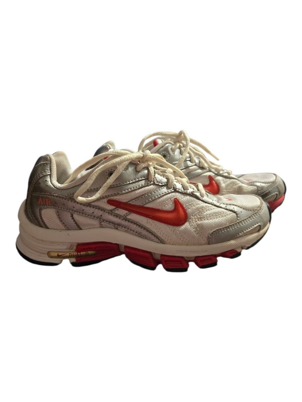 👟 VINTAGE 2005 NIKE AIR RUN DUAL-D 👟 White, Silver, and Red Colorway